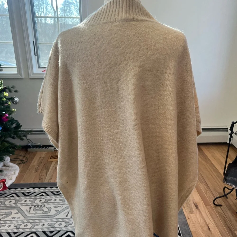 Free People‎ Harbour Stripe Cable Poncho Pullover